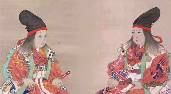 五郎麻呂（池田慶徳／右）と七郎麻呂（徳川慶喜／左）の肖像画